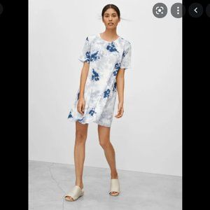 Aritzia Wilfred Blue Dye Silk Crepe T-Shirt Dress Sz Small